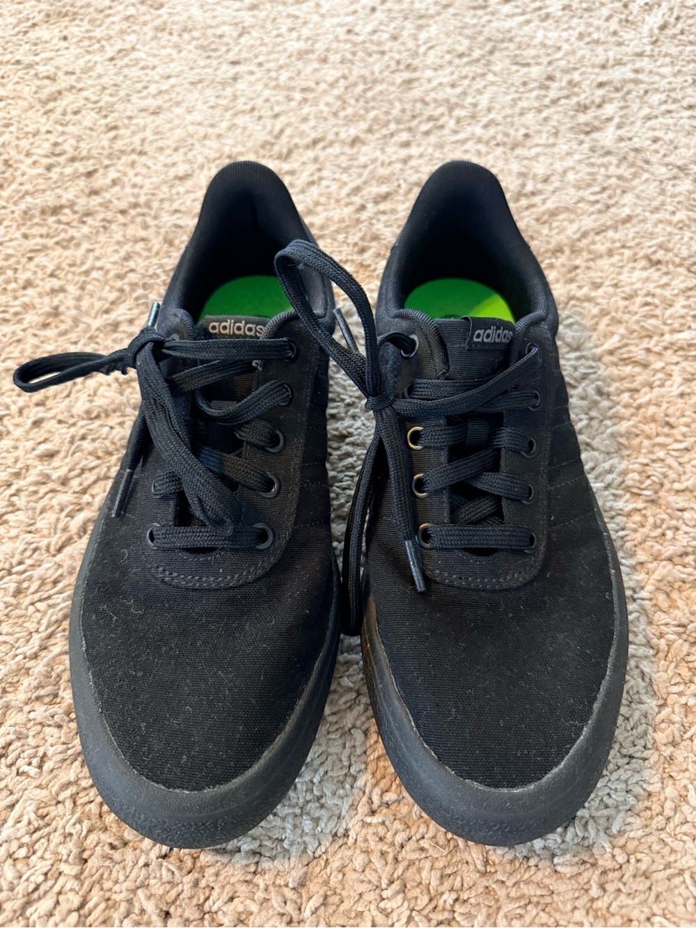 adidas Men’s Black Low-Top Canvas Sneakers with Green Insoles